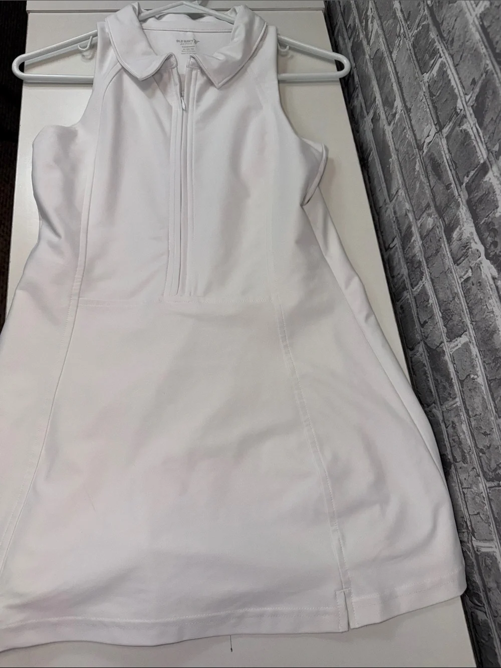 Girls Old Navy White Sleeveless Zip-Front Athletic Mini Dress